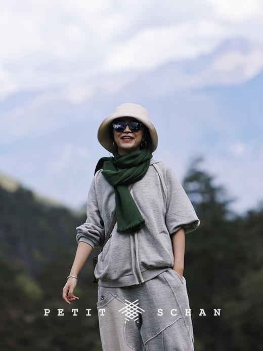 PETIT SCHAN小闪 CLO#361 itself 本身  进口花灰毛圈布正反拼接结构拉链卫衣/休闲运动裤 商品图4