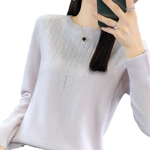 2023秋冬新款女圆领长袖套头亮片针织打底衫 安迪绒一线成衣无缝 商品图4