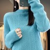 新款秋冬半高领扭花羊毛衫女纯色针织打底衫百搭内穿长袖毛衣 商品缩略图3