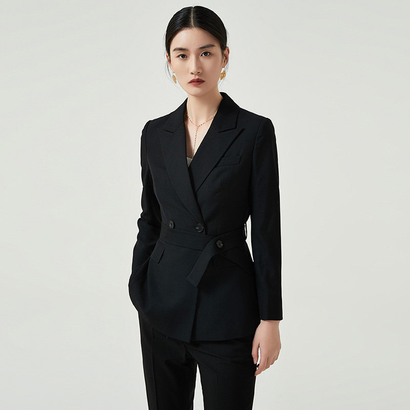 IWY/高级感职业套装女黑色西服外套正装气质通勤售楼部工作服秋C12318+P12318