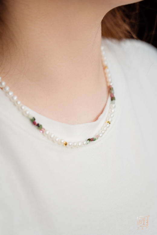 天然BB珍珠碧玺糖块儿项链+手链 商品图6