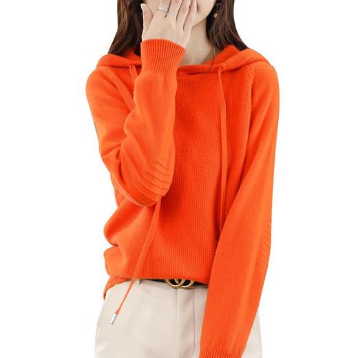 新款2023秋季风气质套头厚长袖连帽常规毛衣女式针织衫 商品图4