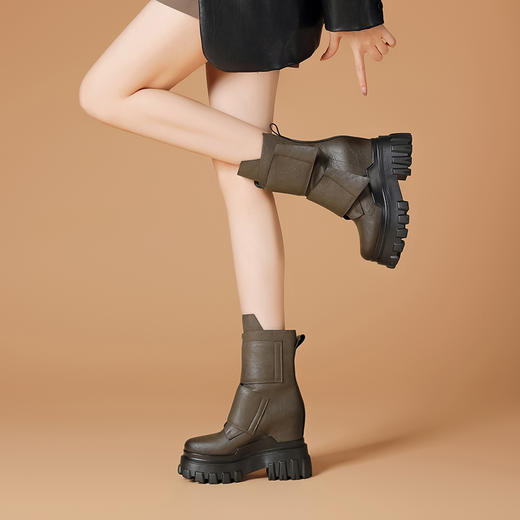 时尚个性，厚底内增高真皮短靴WWX-T3618 商品图1