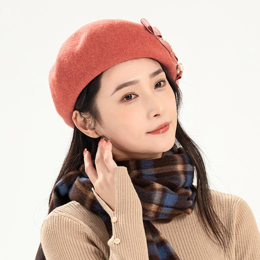 YORO容若珠链蝴蝶结贝雷帽（20-21214） 商品图3