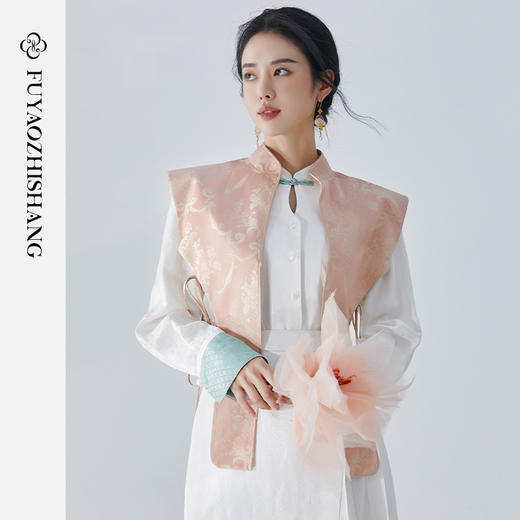 IWY/扶摇系列 文艺国风白衬衫小立领刺绣上衣内搭衬衫半身裙女早秋新款FYB251+FYS237 商品图2