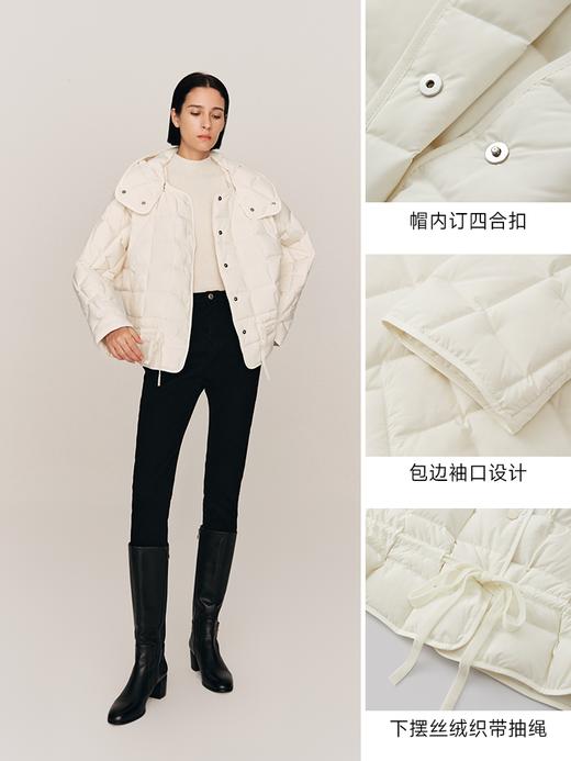 90白鸭绒高密防风连帽可拆卸华夫格羽绒服FO475523O 商品图3