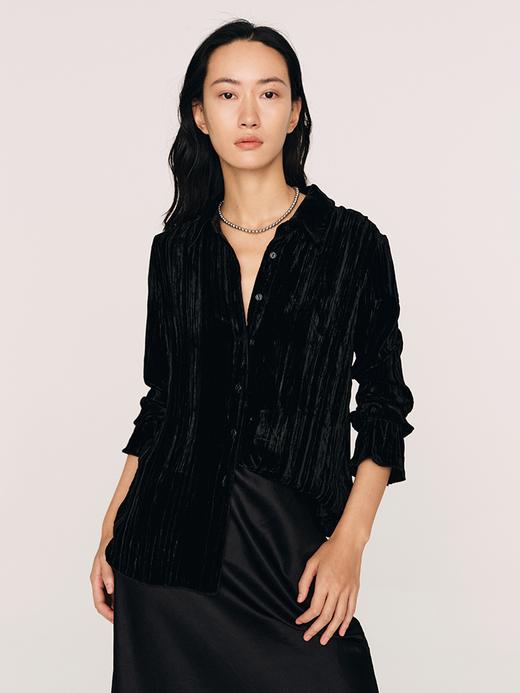 重磅真丝丝绒 立体褶皱衬衫FJ475123O 商品图2