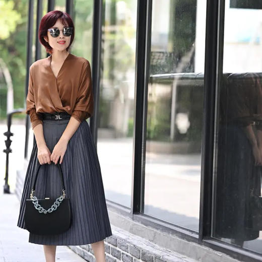 罗纹边斜襟衬衣 商品图0