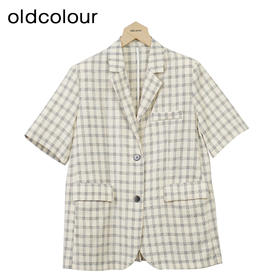 oldcolour格子西装外套秋季新款休闲百搭短袖上衣女GO31048888
