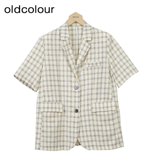 oldcolour格子西装外套秋季新款休闲百搭短袖上衣女GO31048888 商品图0