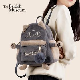 大英博物馆 盖亚·安德森猫和她的朋友们系列 萌猫可爱毛绒双肩包 灰色//驼色