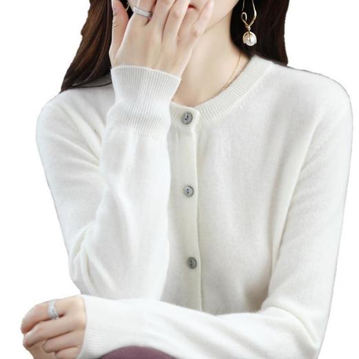 2023新款针织开衫早春圆领毛衣女长袖纯色百搭外套女装 商品图4