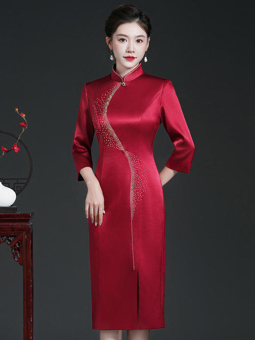 JC-53322喜婆婆婚宴装旗袍秋季婚礼礼服丈母娘年轻时尚敬酒连衣裙 商品图1