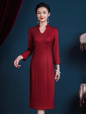 JC-55330婚宴装秋季款2024新款礼服平时可穿大气喜婆婆装连衣裙