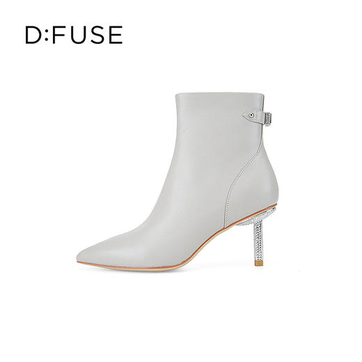 DFuse迪芙斯尖头细跟优雅纯色气质短靴瘦瘦靴子牛皮面DF34116029 商品图1