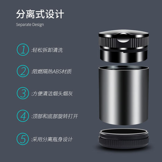 【严密封圈，锁住烟味！】汽车用烟灰缸创意按压盖车内防烟灰大号铝合金烟缸带LED灯lm 商品图2