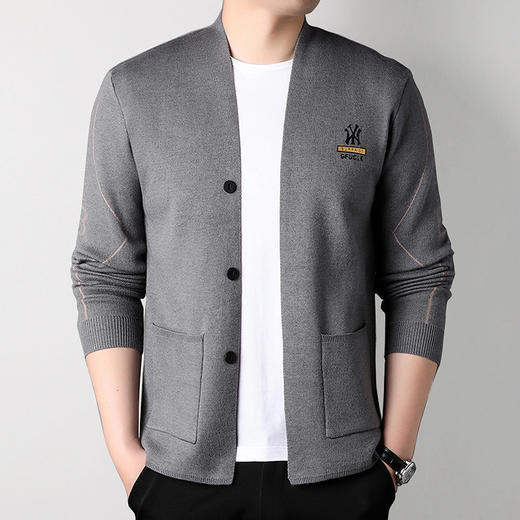【新款DBJ】大依优型大码开衫弹力针织衫外套毛衣宽松上衣胖子加肥加大码男士线衣 商品图3