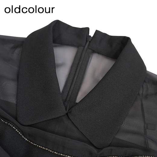 oldcolour网纱小黑裙秋季新款蕾丝拼接A字显瘦连衣裙O31102158 商品图4