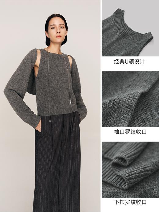 四种穿法 羊绒羊毛混纺两件套针织外套背心FJ492623O 商品图10
