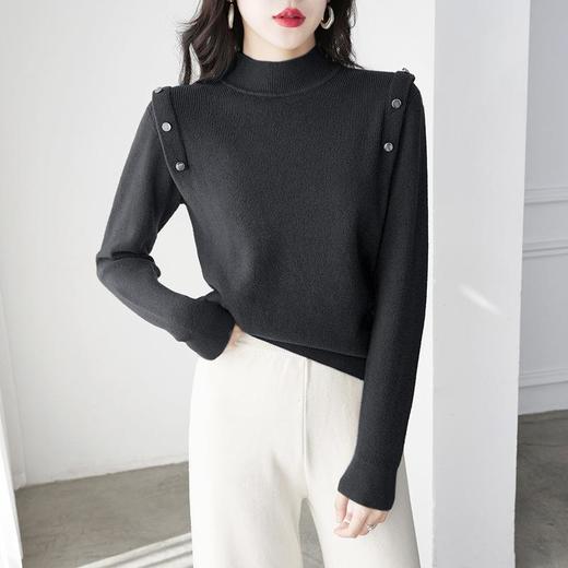 2023春秋纯色半高领毛衣女内搭针织衫打底衫宽松长袖上衣潮冬 商品图1