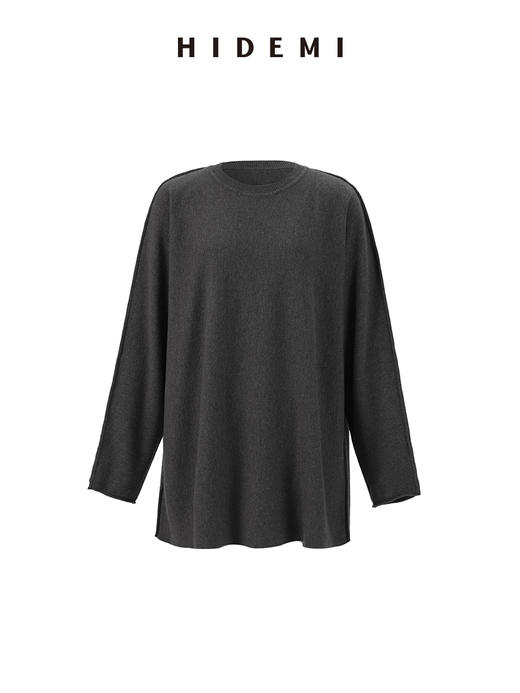 HIDEMI澳洲美利奴羊毛廓形外缝圆领极简宽松经典百搭大毛衣 麦驼灰/深灰色/乌木棕紫 商品图2