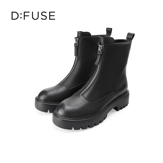 Dfuse迪芙斯冬季新款牛皮厚底前拉链鬼帝靴短靴女DF34116002 商品图8