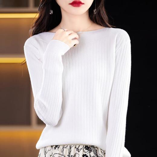 2023秋季新款针织衫毛衣女一字领打底衫女长袖 商品图3