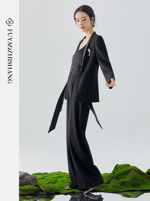 IWY/扶摇系列 素雅艺术 中国风西装拼接提花上衣盘扣新中式女装套装FYC219+FYP221 商品图1