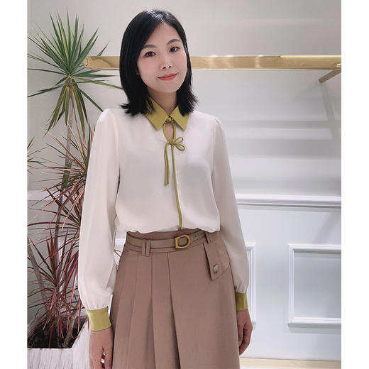 EIIR司歌中式国风长袖衬衫套头雪纺优雅气质T88G8657 商品图1