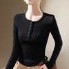 薄款打底衫女，新款欧货女装纯色圆领长袖t恤收腰内搭抽绳上衣SG-DY331997 商品缩略图1