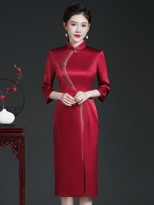 JC-53322喜婆婆婚宴装旗袍秋季婚礼礼服丈母娘年轻时尚敬酒连衣裙 商品图2