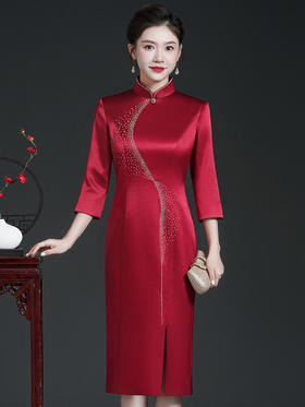 JC-53322喜婆婆婚宴装旗袍秋季婚礼礼服丈母娘年轻时尚敬酒连衣裙