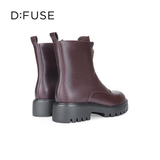 Dfuse迪芙斯冬季新款牛皮厚底前拉链鬼帝靴短靴女DF34116002 商品图6