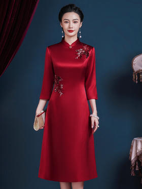 JC-55331喜婆婆婚宴礼服结婚宴会装改良旗袍连衣裙高贵气质裙子