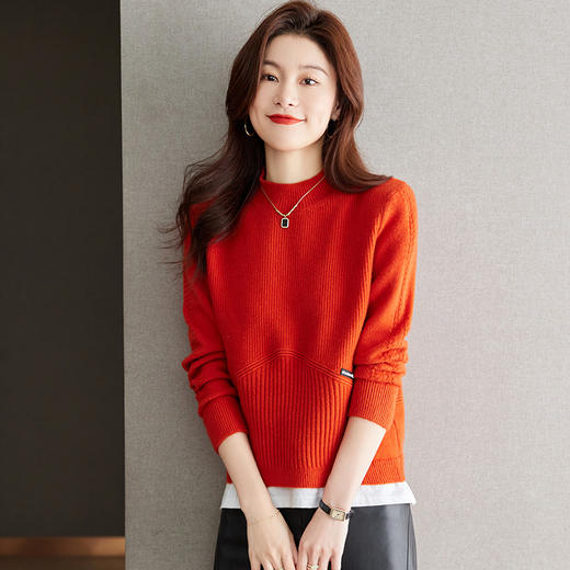 秋冬新款，半高领高腰毛衣女短款宽松小个子针织衫上衣套头衫CC-J259 商品图6