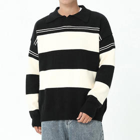 【一口价】【新款DSK】大依优型大码潮款小翻领毛衫毛衣多色宽松休闲大依优型长袖加肥加大男装上衣男士打底衫