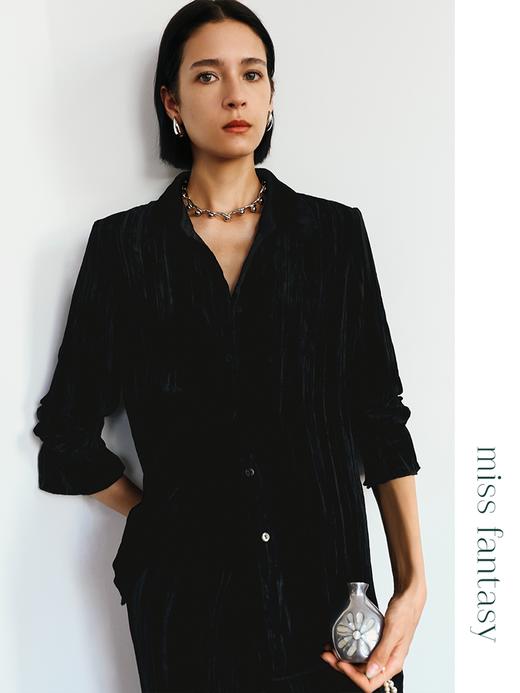 重磅真丝丝绒 立体褶皱衬衫FJ475123O 商品图4