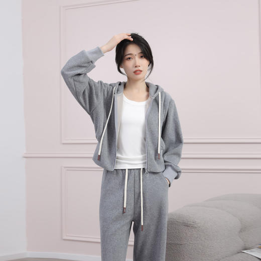 乐登虎 秋季新款小绵羊时尚百搭高腰宽松休闲运动卫衣+阔腿裤套装[福利品] 商品图1