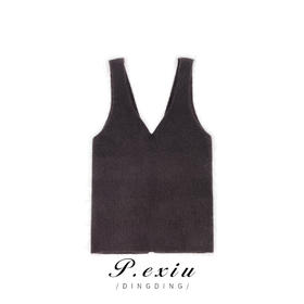04-3潘依绣丁丁宠粉秋冬V领弹力打底内搭气质显瘦吊带针织背心 ZZ0259