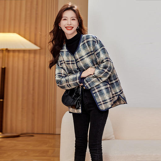 WZNHWS23919 2023年秋季上新韩版时尚休闲宽松显瘦气质通勤圆领印花外套 商品图1