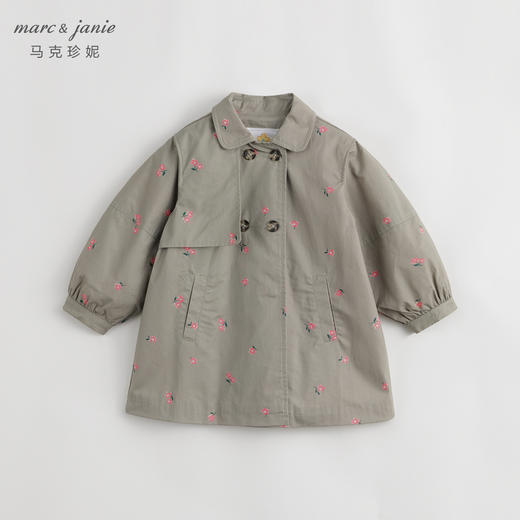 马克珍妮春装新款 女童田园风中长款全棉风衣 儿童外套230066 商品图2