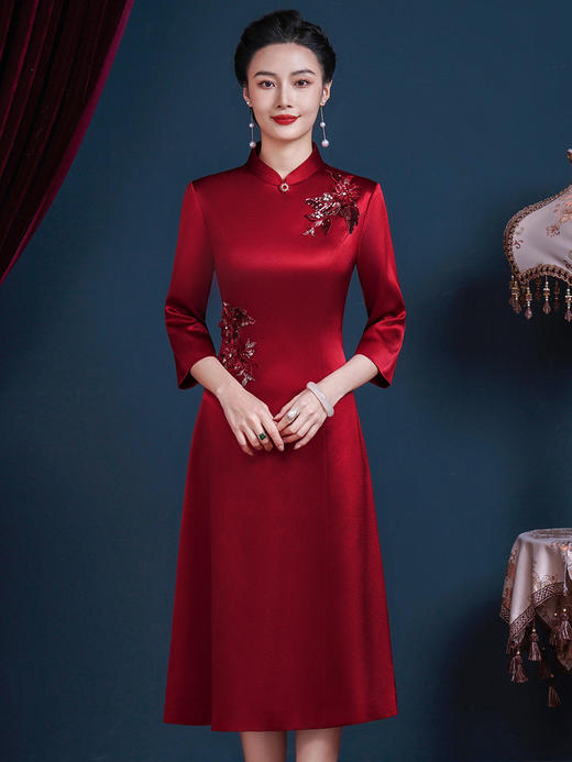 JC-55331喜婆婆婚宴礼服结婚宴会装改良旗袍连衣裙高贵气质裙子 商品图1