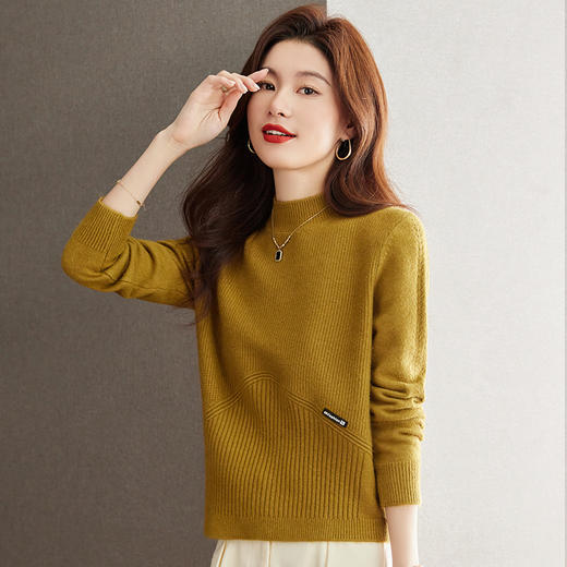 秋冬新款，半高领高腰毛衣女短款宽松小个子针织衫上衣套头衫CC-J259 商品图8