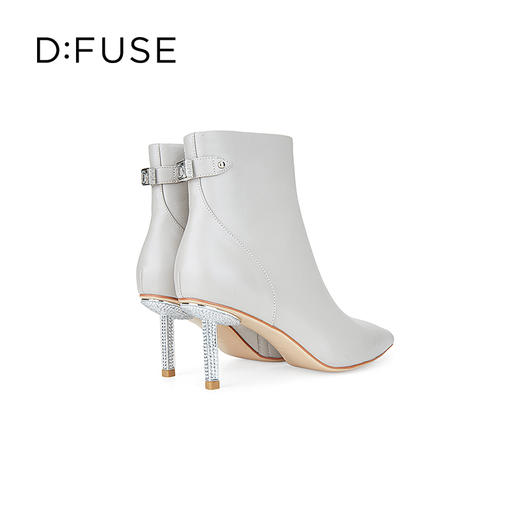 DFuse迪芙斯尖头细跟优雅纯色气质短靴瘦瘦靴子牛皮面DF34116029 商品图3