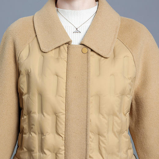 QYM S036-Y双面呢料拼接羽绒服时尚羊毛呢外套 商品图3