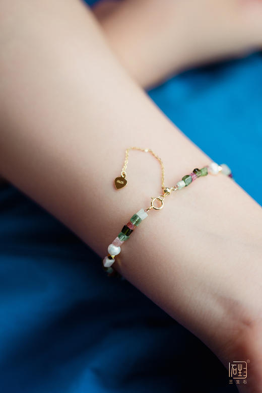 天然BB珍珠碧玺糖块儿项链+手链 商品图7