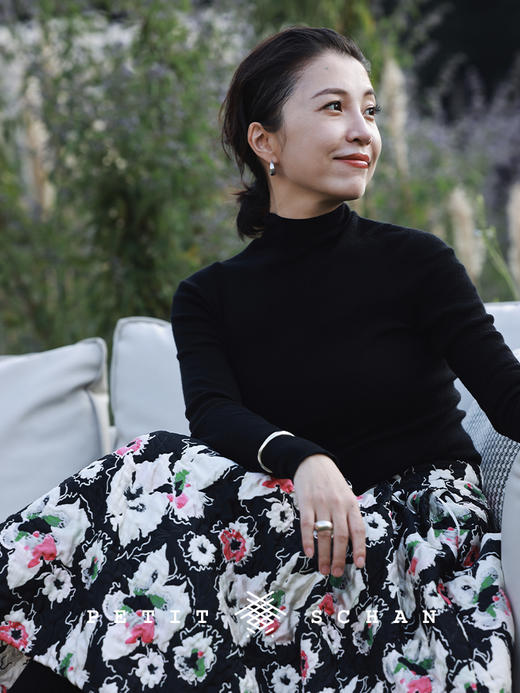 【经典款】PETIT SCHAN小闪 CLO#128 H₂O 水 日本岛精无缝半高领高支超细美丽诺纯羊毛坑条基础打底针织衫 商品图0