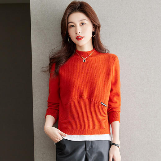 秋冬新款，半高领高腰毛衣女短款宽松小个子针织衫上衣套头衫CC-J259 商品图3