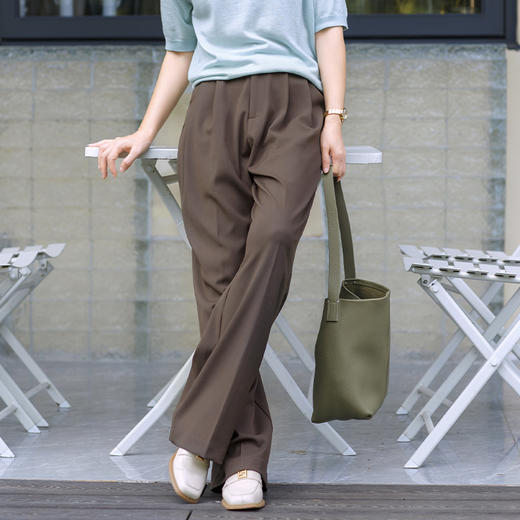 高腰直筒阔腿裤 商品图0