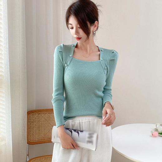 法式别致高级感毛衣女秋冬新款设计感百搭长袖针织衫修身打底衫 商品图1